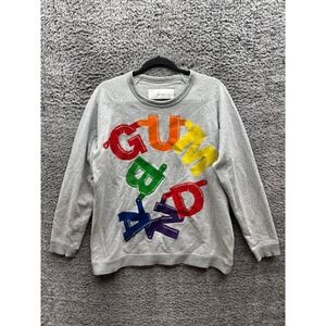 Julien David Gumband Graphic Crewneck Pullover Sweater Gray Designer Womens S/M